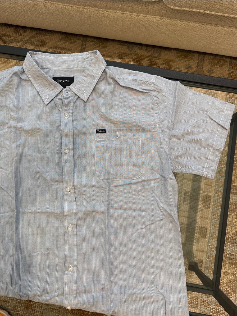 Brixton Short Sleeve Button-Down Shirt in Light Blue Heather